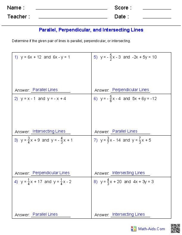 Solving Equations Involving Parallel And Perpendicular