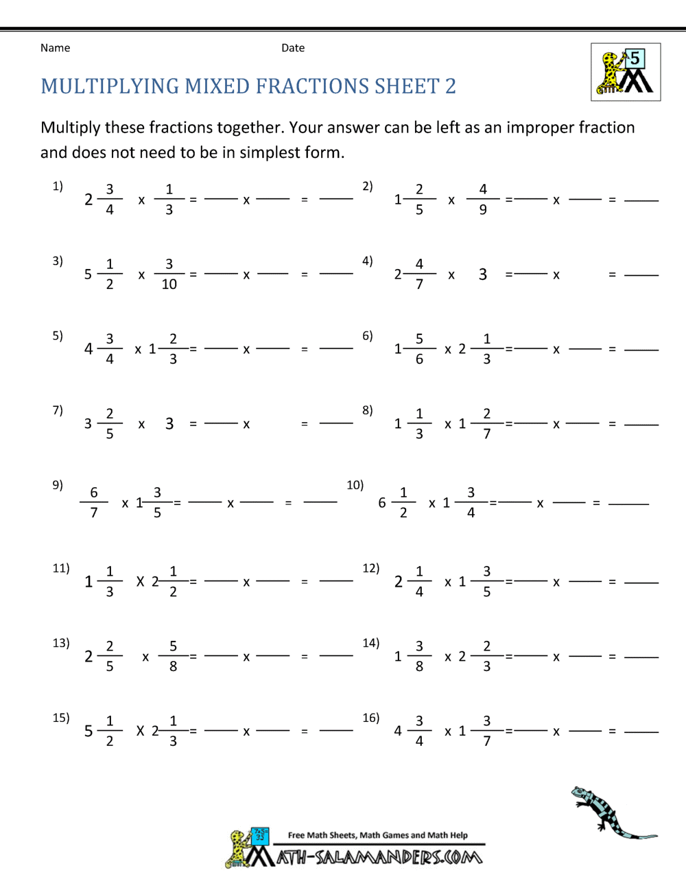 Equivalent Fractions Worksheet Math Salamanders fractions worksheets