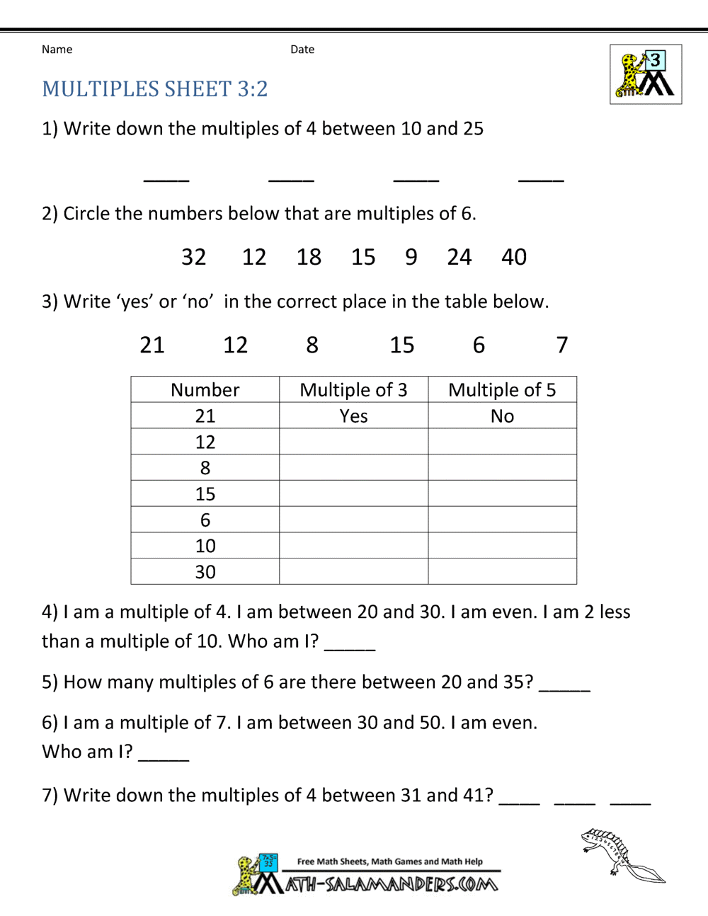 Third Grade Math Practice Rounding, Inequalities and Multiples