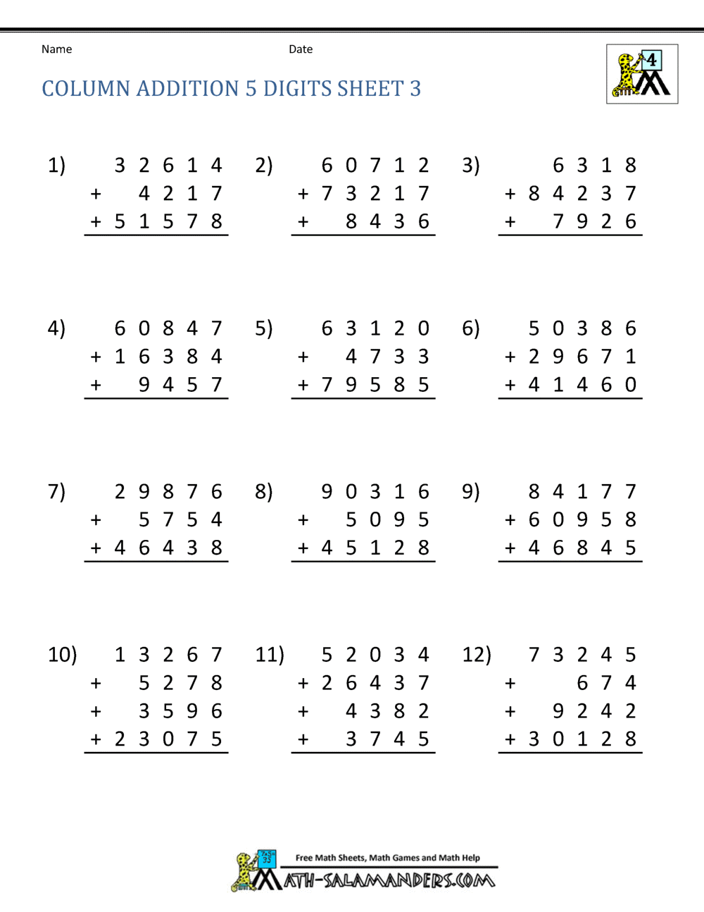 Math Worksheet Generator Math Goodies