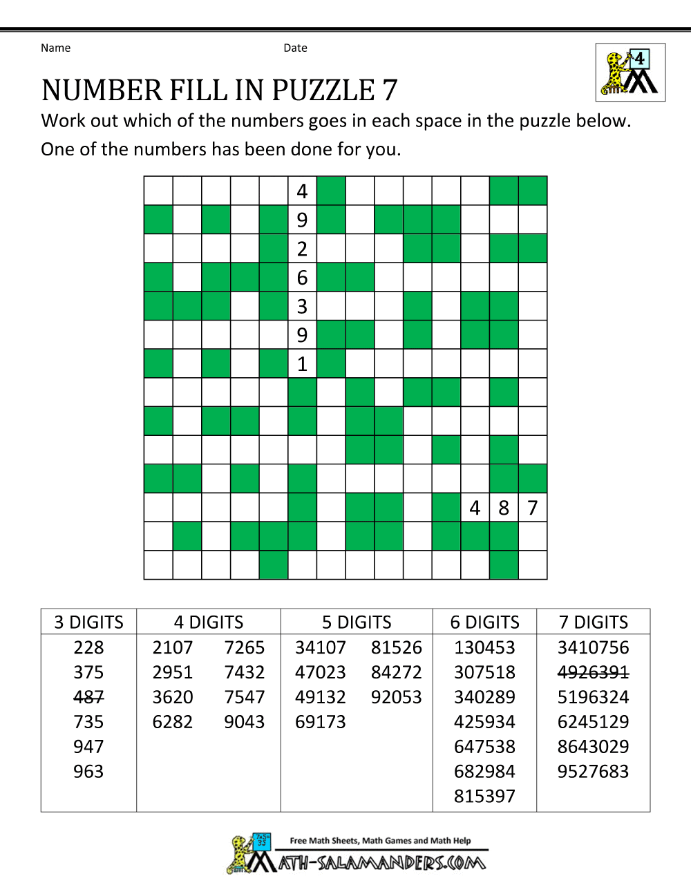 Free Printable Math Crossword Puzzles Free Printable Templates(08)