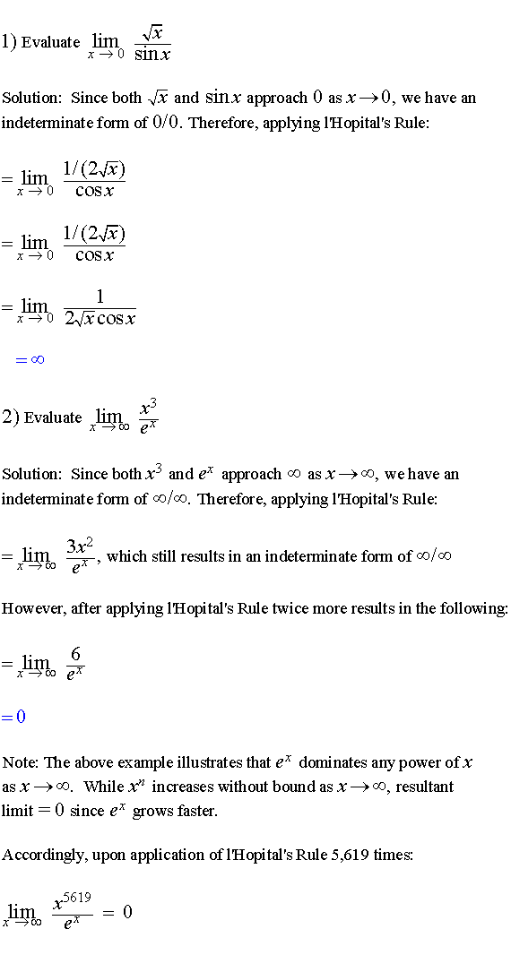 L'hopital's Rule Calculus Le Hopitals