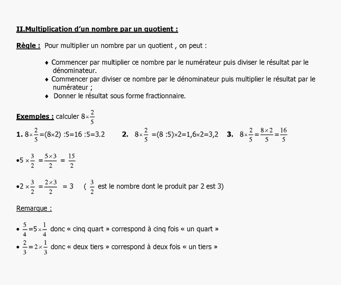 Fractions cours de maths en sixième 6ème