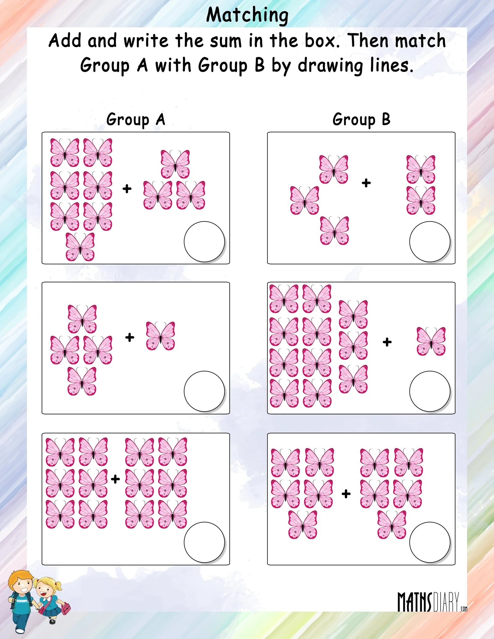 Adding and Matching the sets Math Worksheets