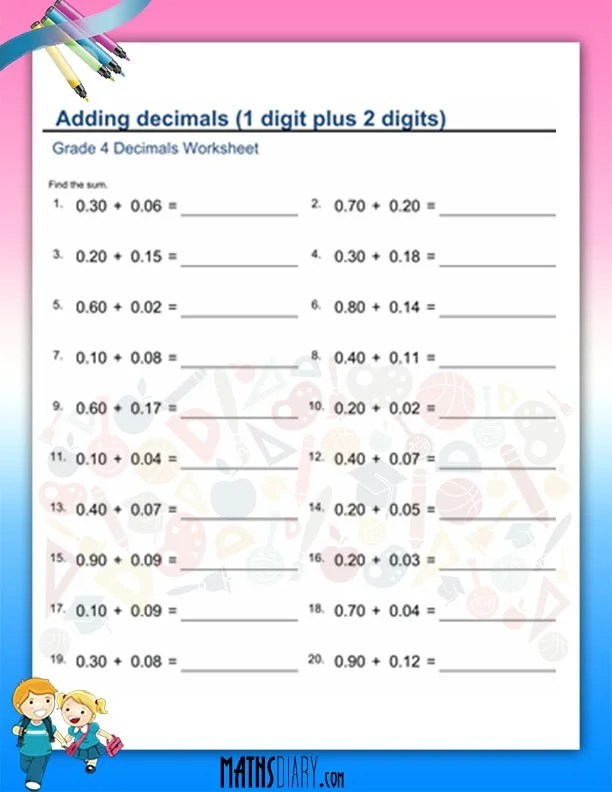 Decimals Grade 4 Math Worksheets