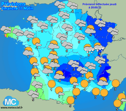 METEO10 Les prévisions météo en France pour Aujourd'hui . Le temps du jour