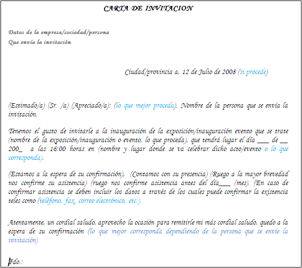 Carta de invitación a un evento cristiano Imagui