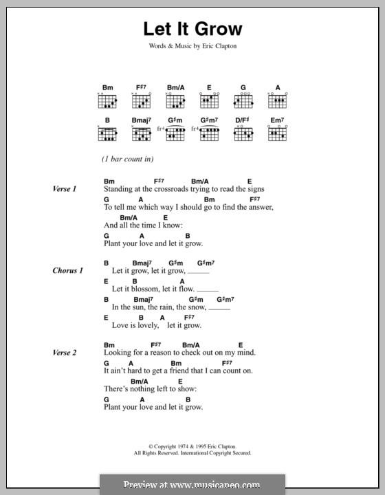 Let It Grow by E. Clapton sheet music on MusicaNeo