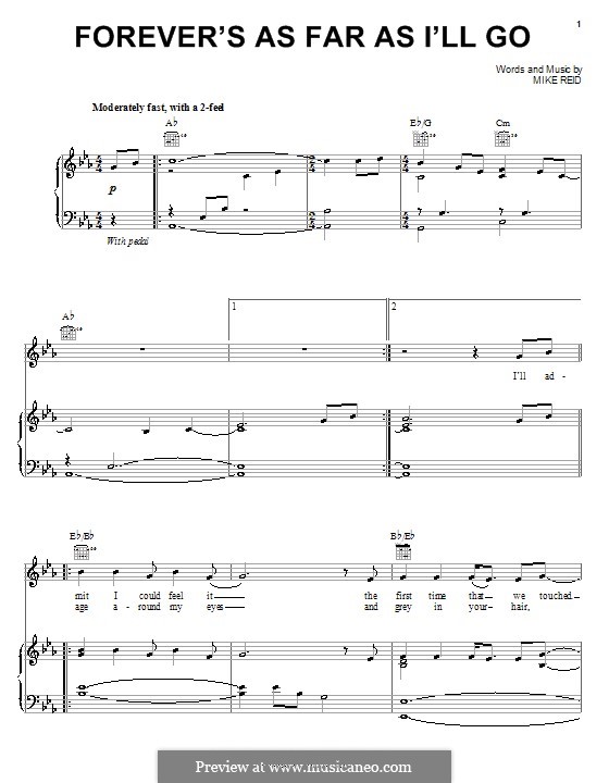 Forever's as Far as I'll Go (Alabama) by M. Reid sheet music on MusicaNeo