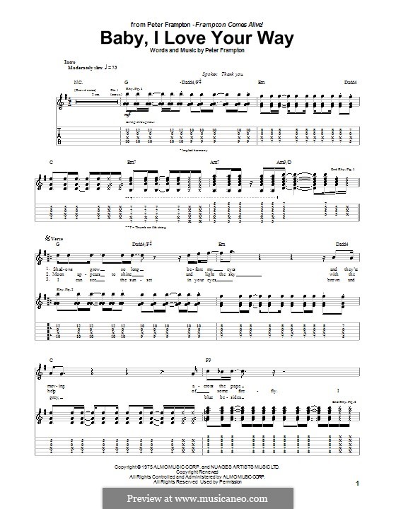 Baby, I Love Your Way by P. Frampton sheet music on