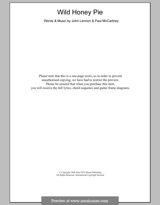 Wild Honey Pie (The Beatles) by J. Lennon, P. McCartney on MusicaNeo