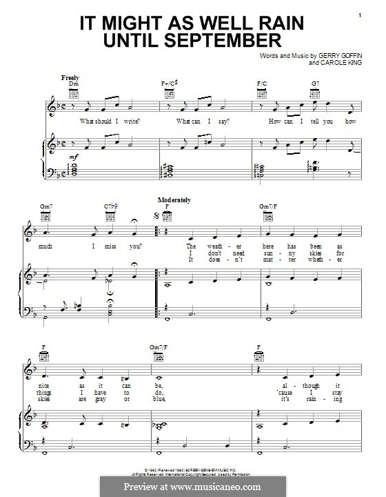It Might as Well Rain Until September by G. Goffin on MusicaNeo
