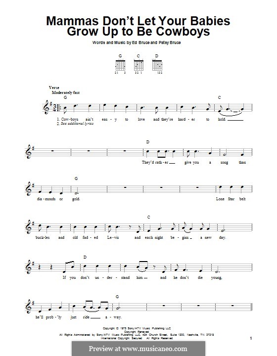 Mammas don't Let Your Babies Grow Up To Be Cowboys (Waylon Jennings & Willie Nelson) by E. Bruce