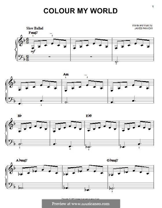 Colour My World (Chicago) by J. Pankow sheet music on MusicaNeo