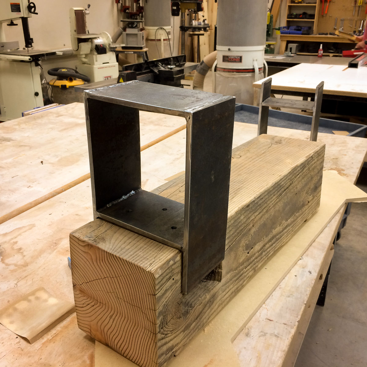 The Nomadic Frog Blog » Archive » Reclaimed Wood Beam and Steel Plate Bench