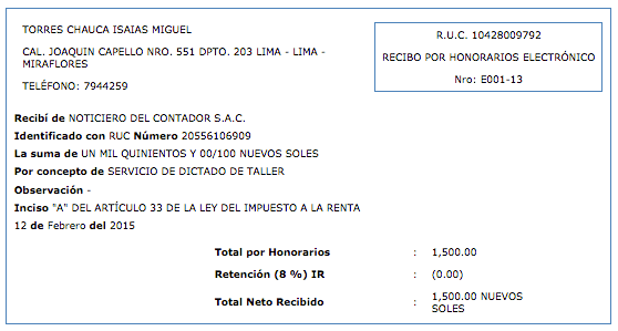 Recibo por honorarios ¿desde qué monto me pueden retener