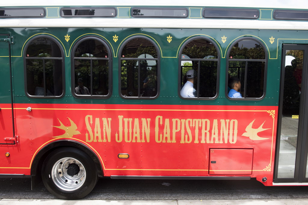 Riders on San Juan Capistrano’s new trolley take advantage