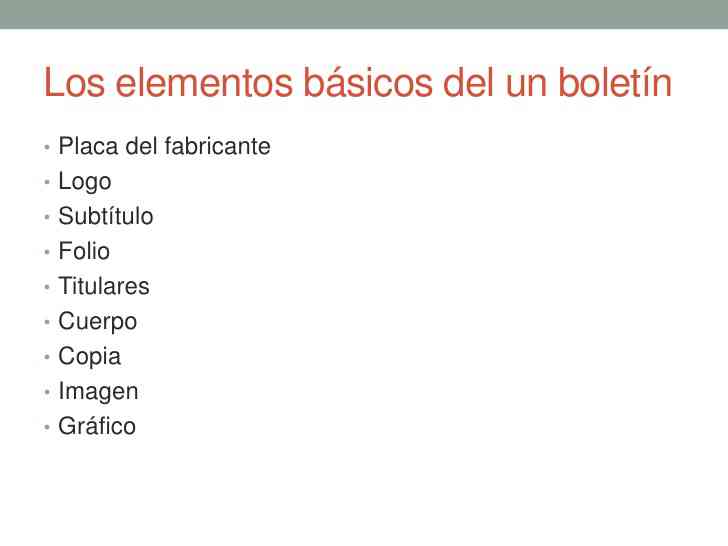 Partes del boletín informativo
