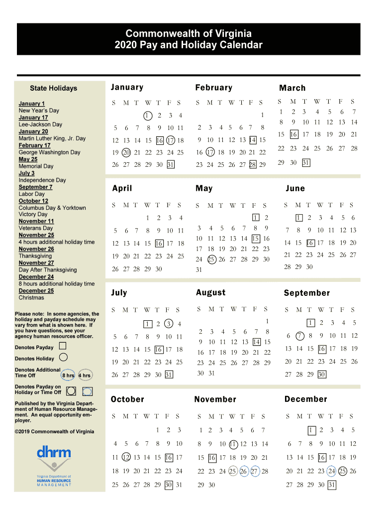 Commonwealth Of Virginia Pay Calendar Printable Holiday Crafts(04)