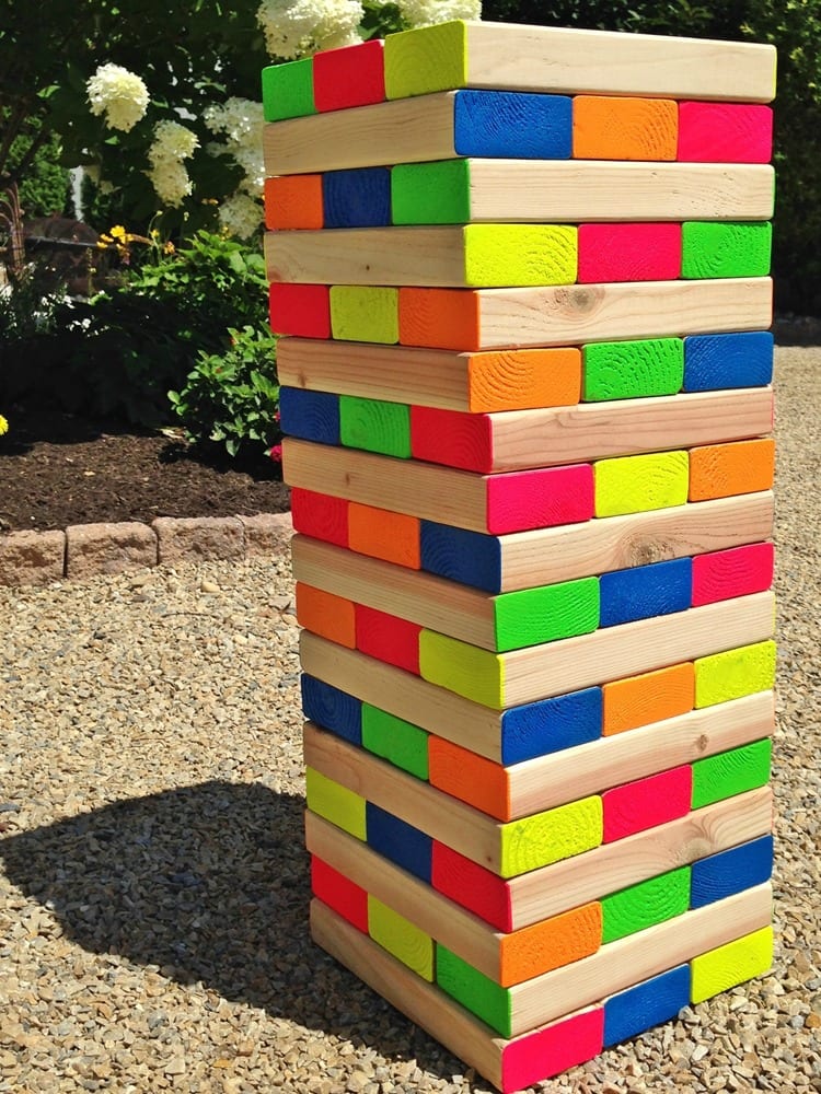 How to make a colorful outdoor giant Jenga game! Pet