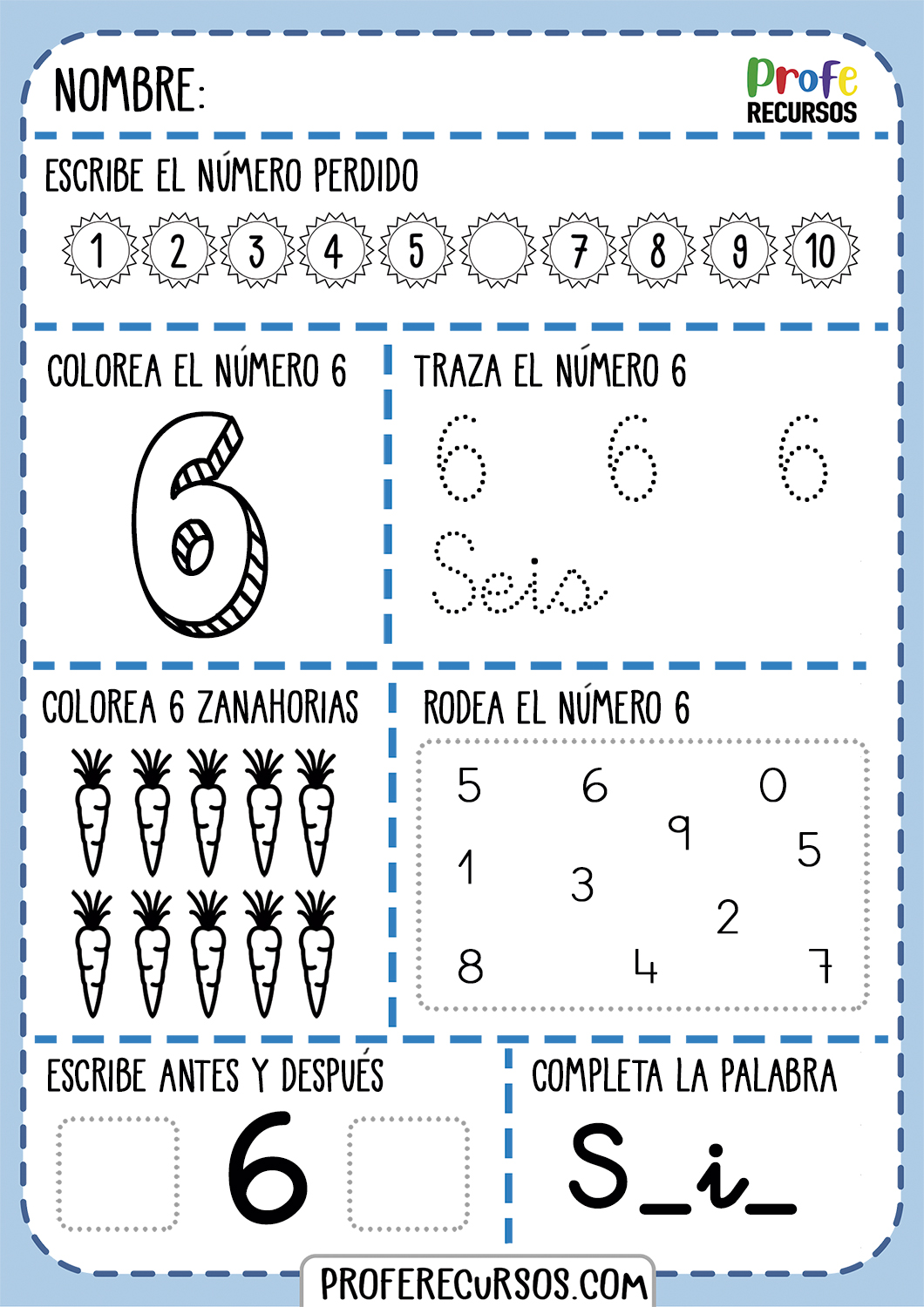 Ejercicios para aprender los numeros Profe Recursos