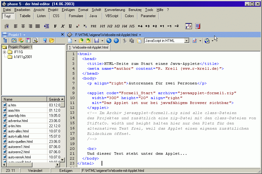 rkrell.de JavaApplet Autorennen (per Webstart)