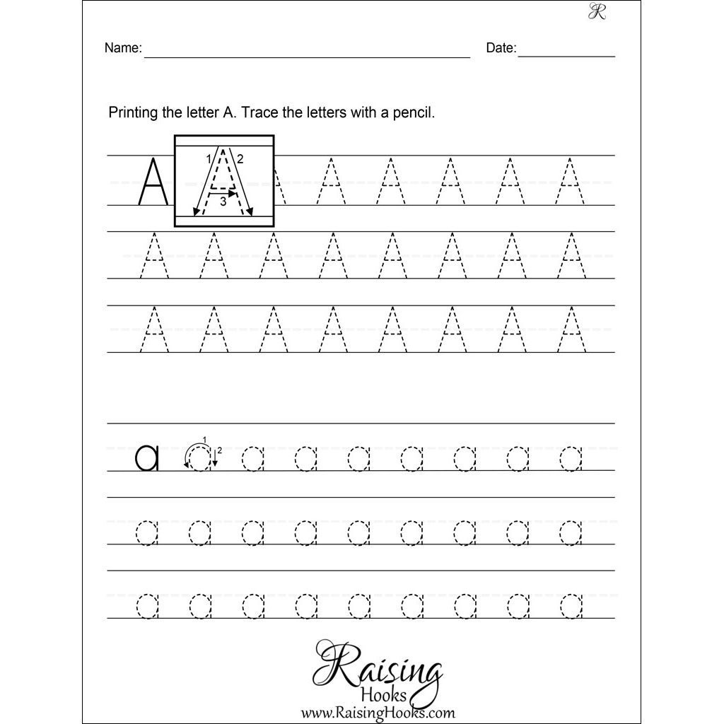 Tracing Each Letter AZ Worksheets Raising Hooks