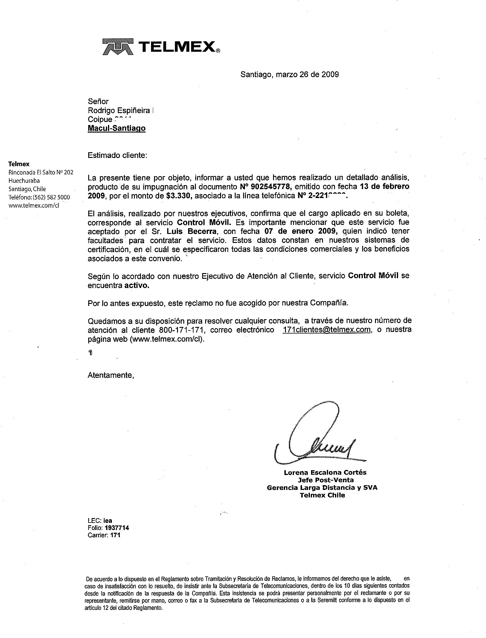 Telmex Cobro Por Servicios No Solicitados Reclamos.cl