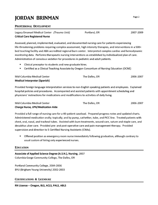 ER Nurse Resume Example