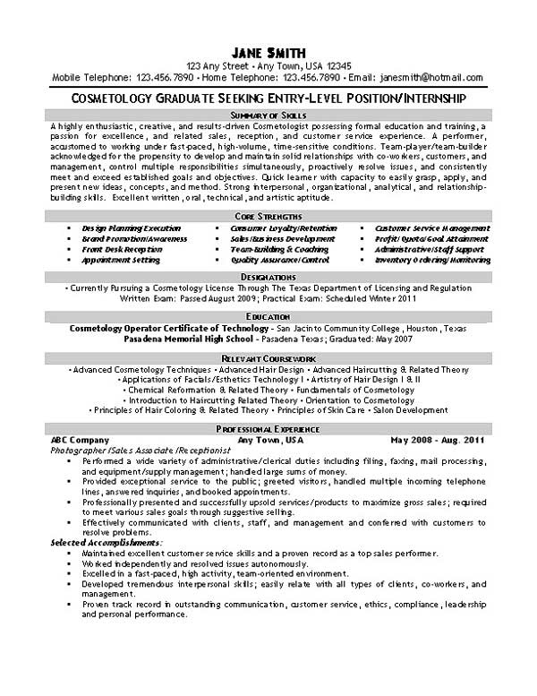 Beautician Cosmetologist Resume Example