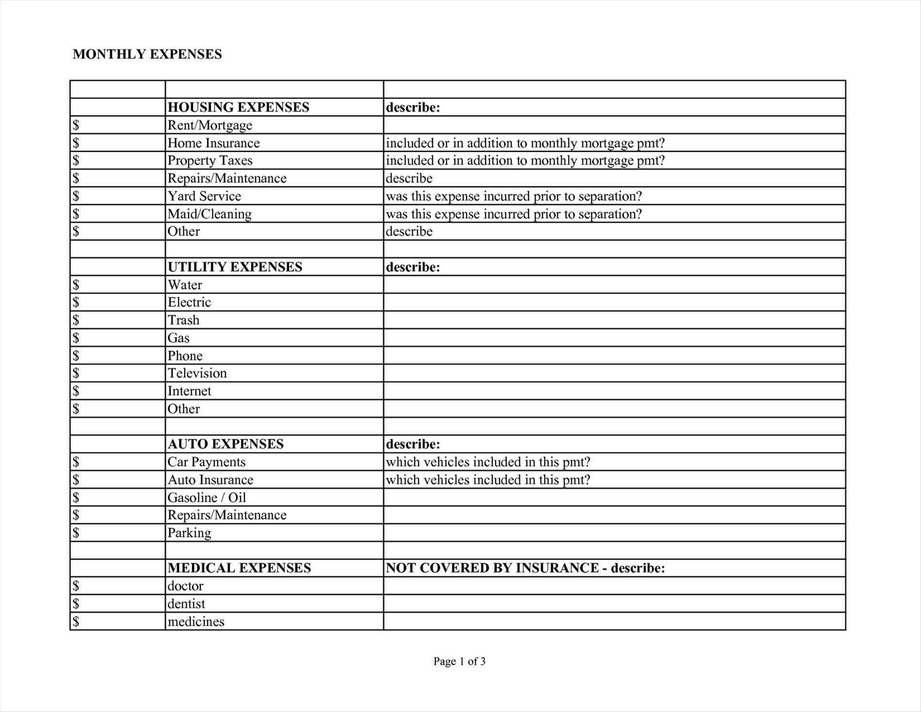 Monthly Business Expense Calculator Worksheet Sample Templates