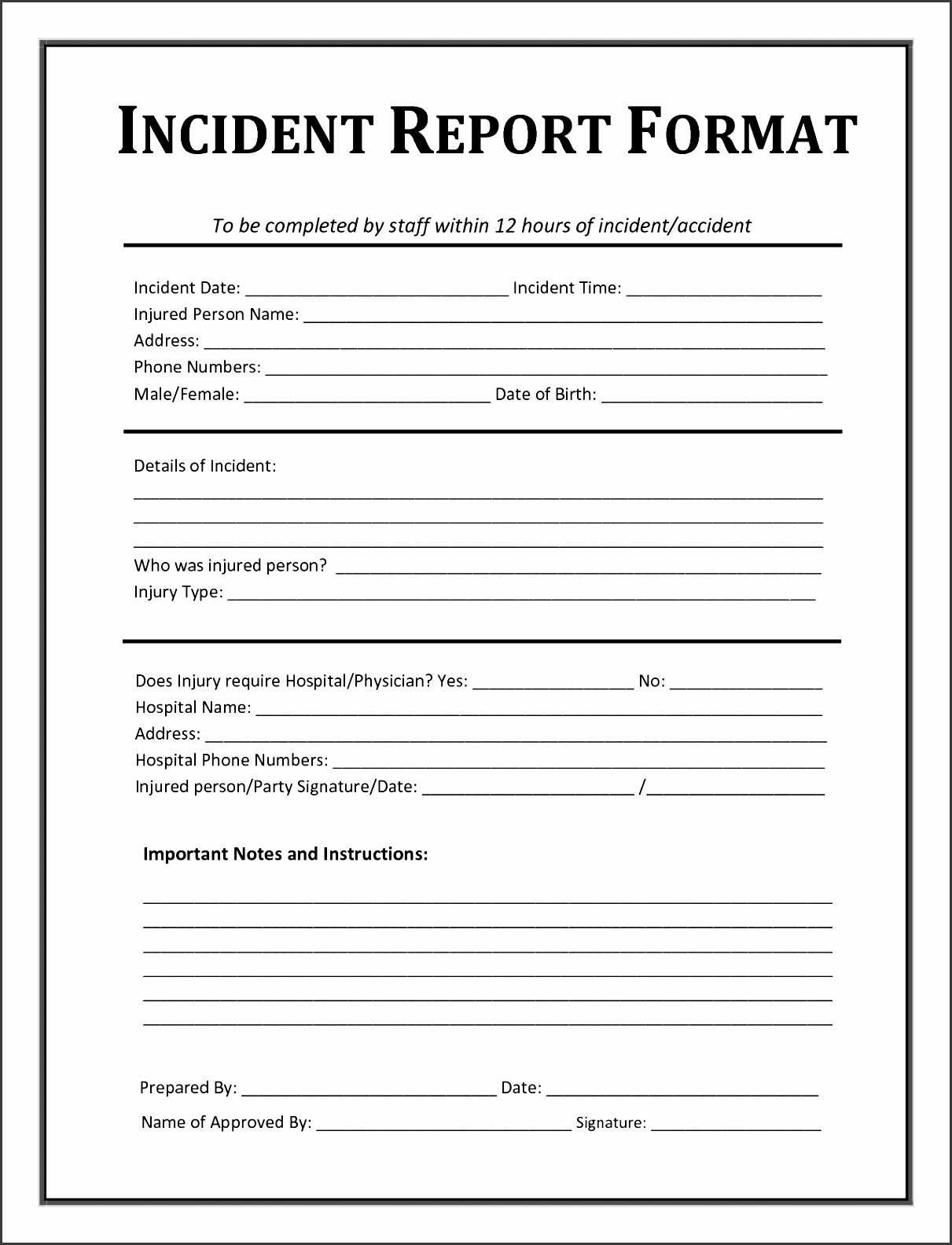 5 Incident Report Template Word SampleTemplatess SampleTemplatess