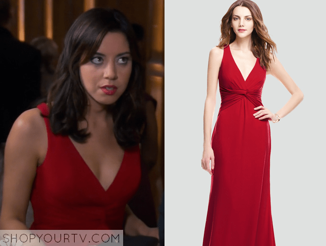 Parks & Rec Season 7 Episode 1 April’s Red Twist Front Dress Shop
