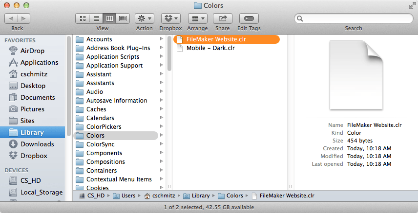 Mac OS X Color Picker with FileMakerPro