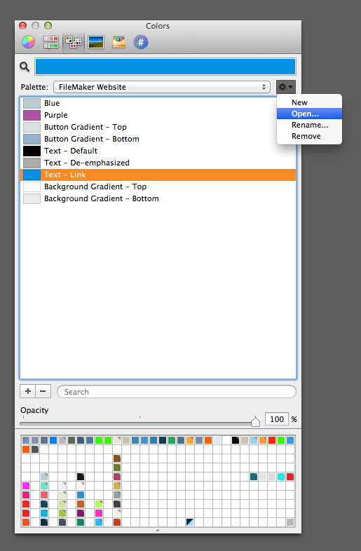 Mac OS X Color Picker with FileMakerPro