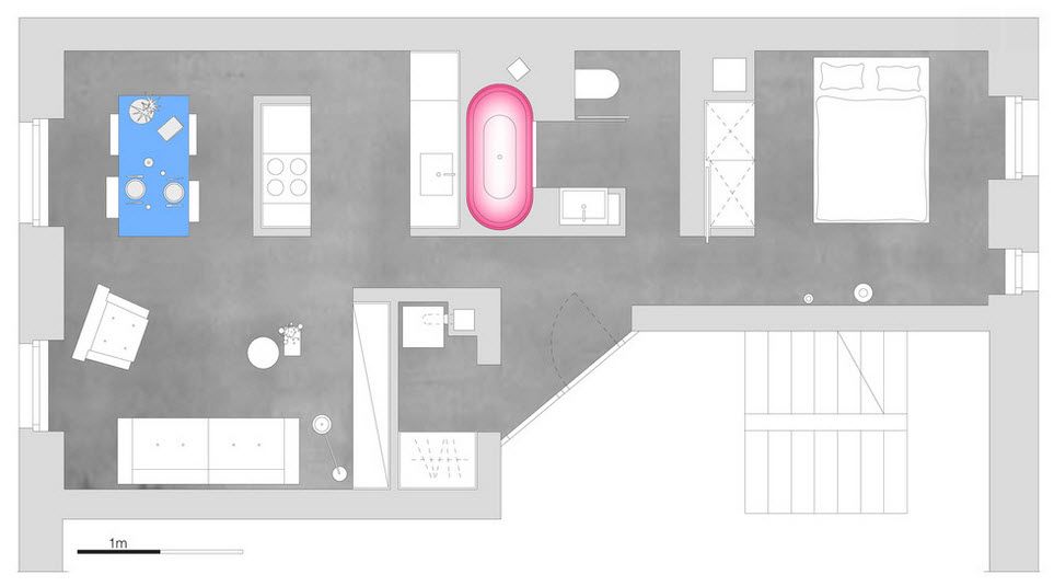 Small 150 square feet German Apartment Interior Design Ideas