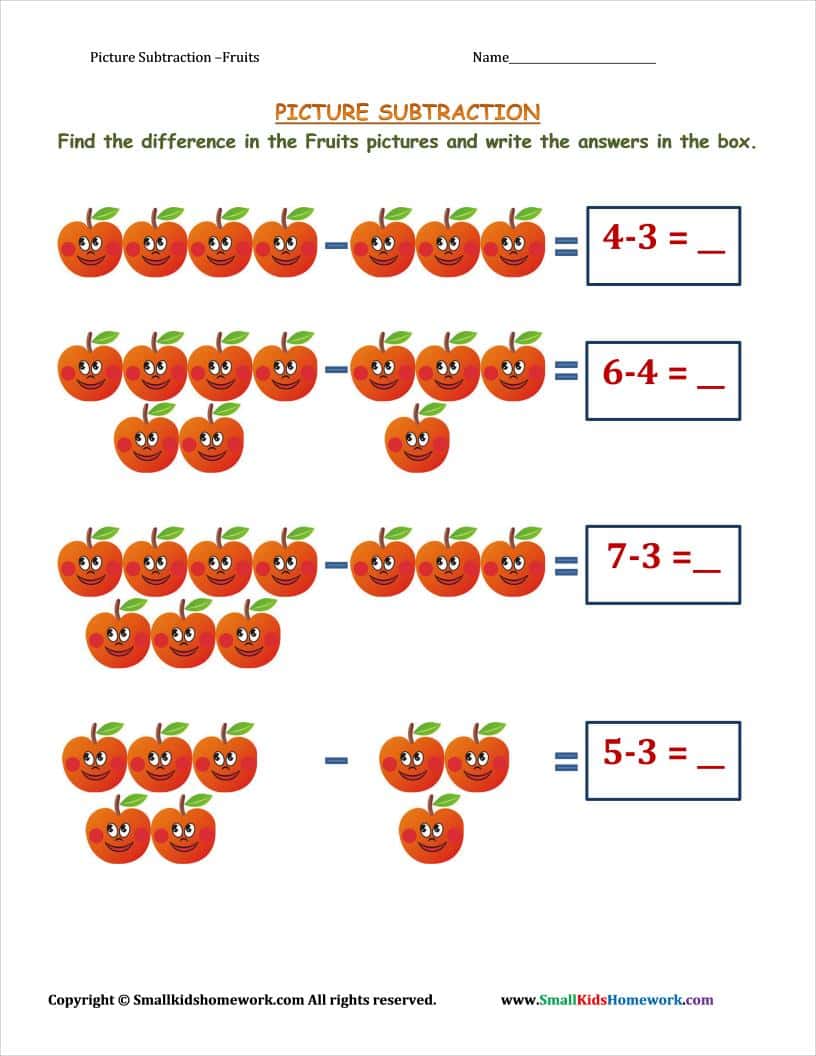 subtraction worksheets for kindergarten Archives