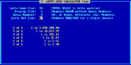 Lotto Odds Calculator in Lotto