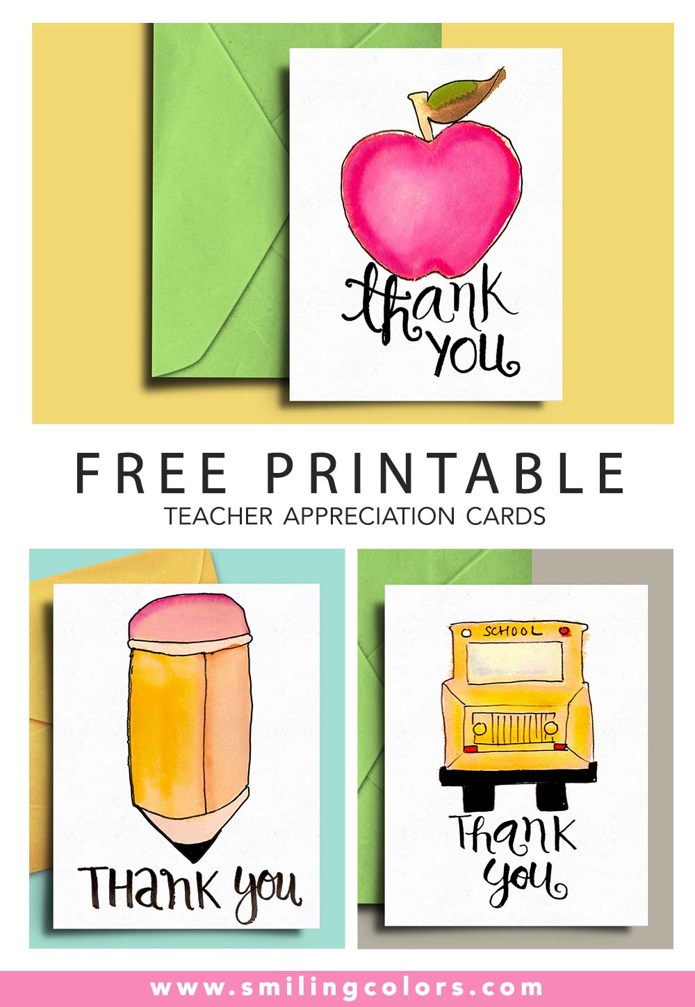  thank you card for teacher and school bus driver with free printables