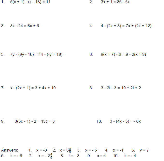 Solving Linear Equations in One Variable