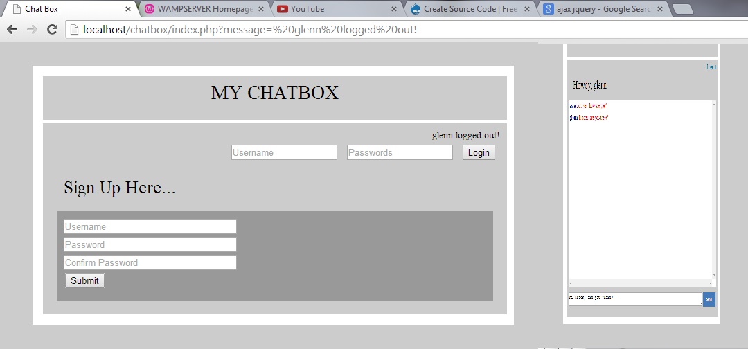 Chat Box w/ Login and Registration Free source code, tutorials and