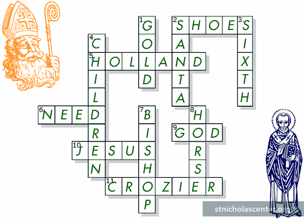 St. Nicholas Center Crossword Puzzle Solution