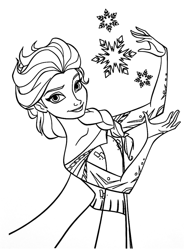 Coloriage Reine des Neiges pour les 2 ans du dessin animé Frozen