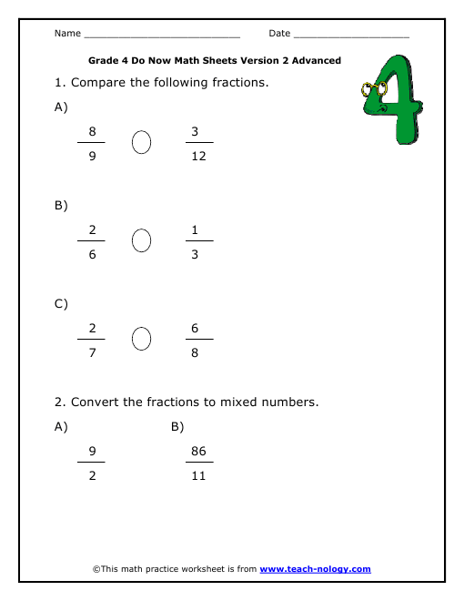 Do Now Math Grade 4 Advanced Version 2