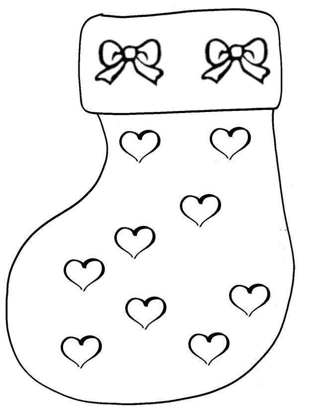 coloriage de la botte de Noël aux coeurs Noel Tete a modeler