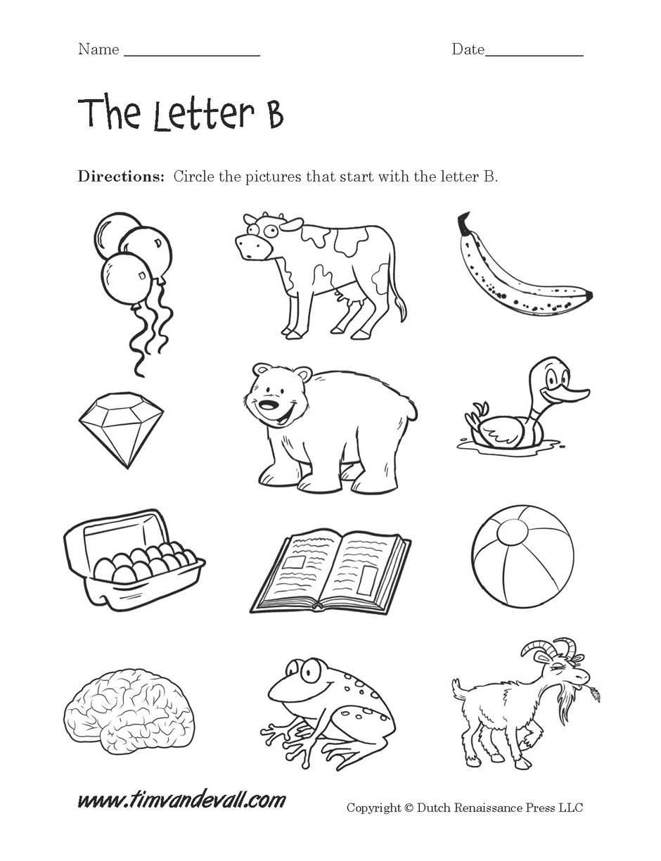 Letter B Worksheet 2 Tim van de Vall