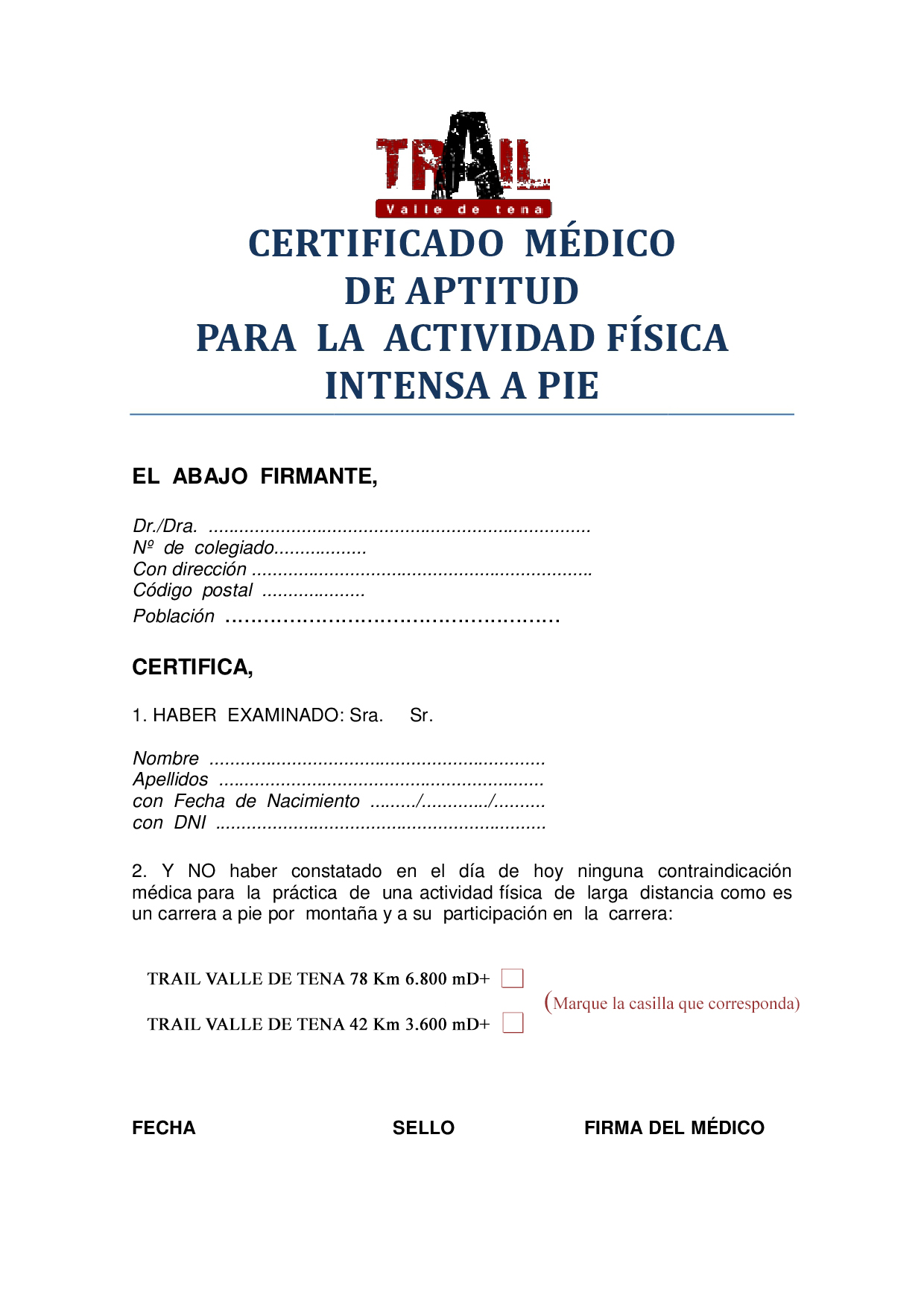 VΔLLE DE TEηΔ Informe médico
