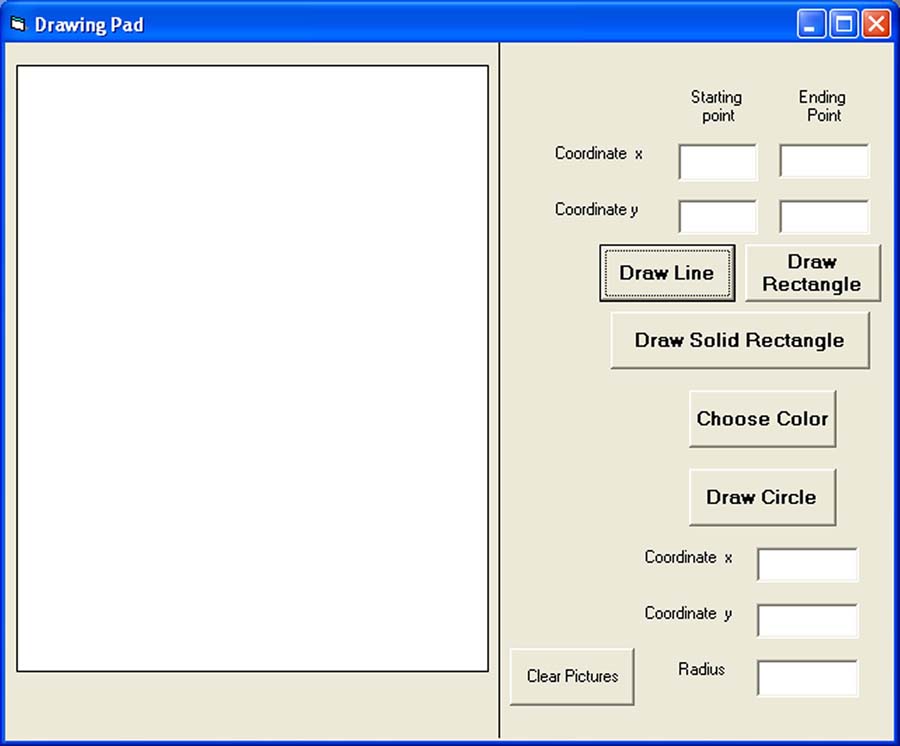 A Drawing Program created using Visual Basic