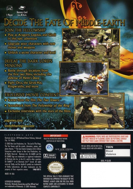 Lord of the Rings The Two Towers for GameCube Sales
