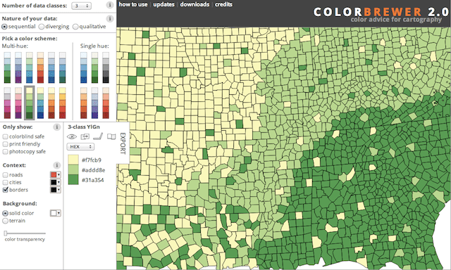 ColorBrewer 2.0 Visualising Data